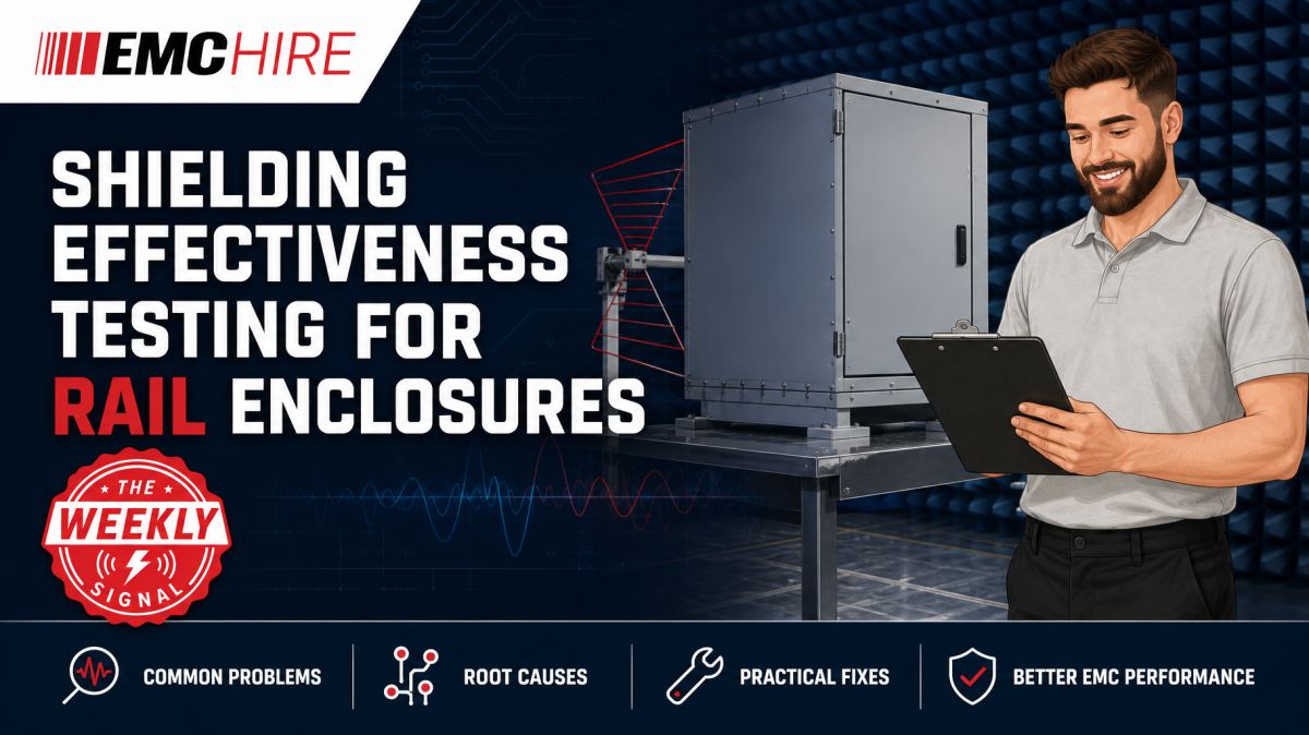 Shielding effectiveness testing for rail enclosures