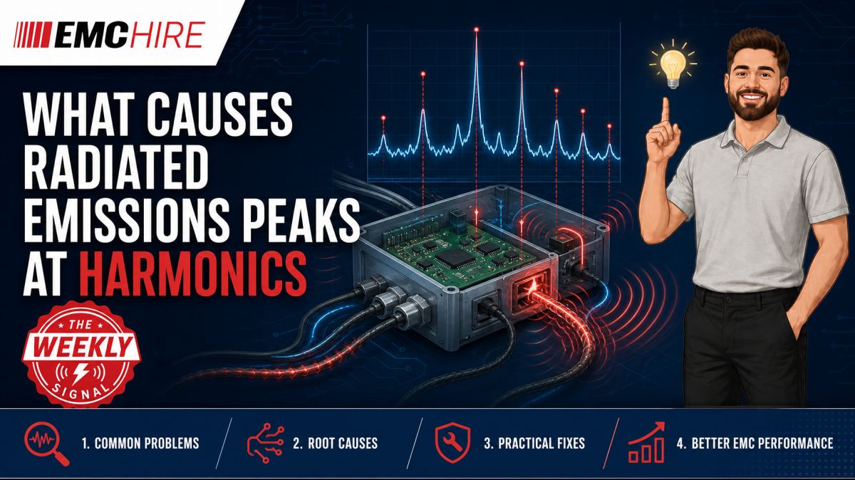 What causes radiated emissions peaks at harmonics