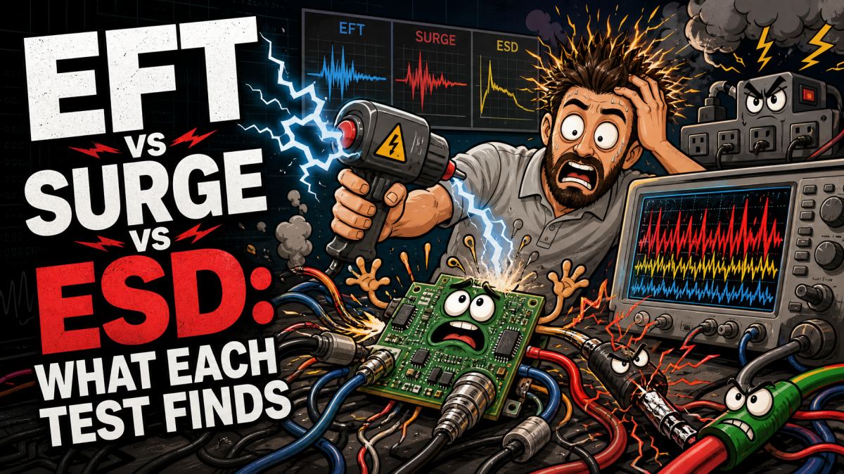 EFT vs surge vs ESD: what each test finds