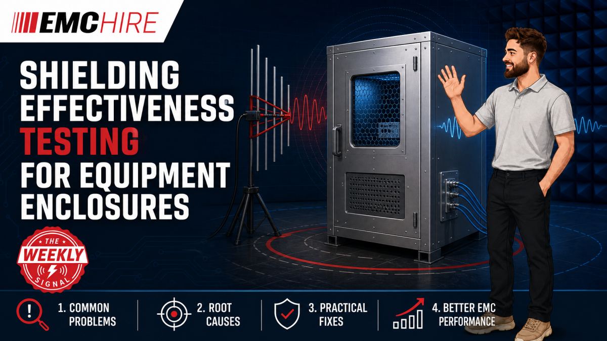 Shielding effectiveness testing for equipment enclosures